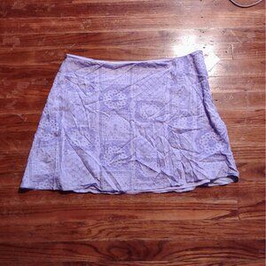 BP Women’s Mini Skirt 1X Purple Bandana Print Lined Side Slit Hidden Zipper